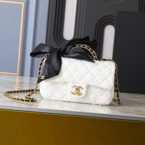 Alternative view of Chanel Classic Mini Velvet Top Handle Bag White 20Cm As5875 B22482 Mb103