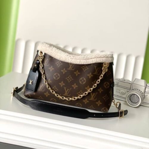 Alternative view of Louis Vuitton Carryall BB Faux Fur Monogram Canvas Hobo Bag Brown 26cm M26568