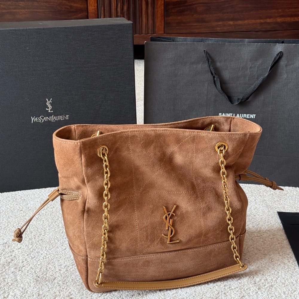 Saint Laurent Jamie In Suede Shopping Bag Caramel Cognac 35Cm 8098241U8P72916 - Image 3
