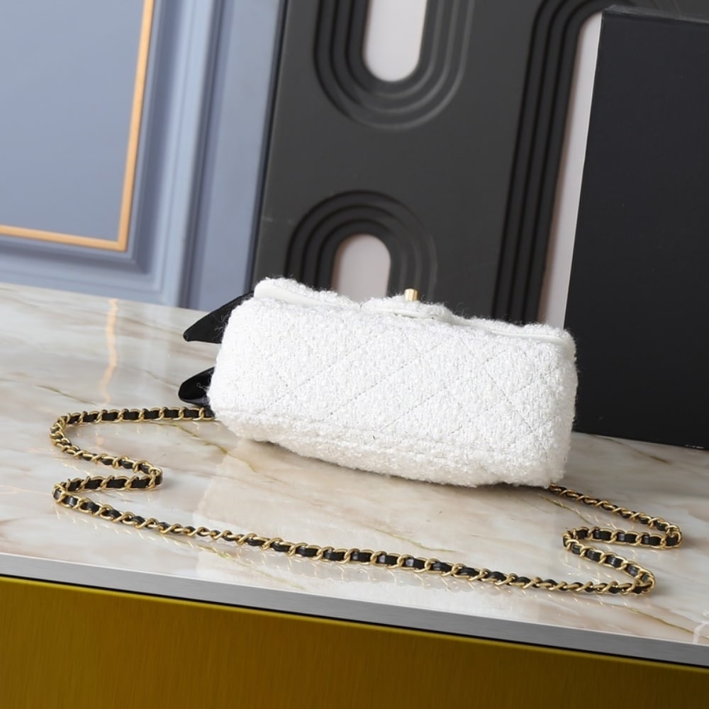 Chanel Classic Mini Velvet Top Handle Bag White 20Cm As5875 B22482 Mb103 - Image 5