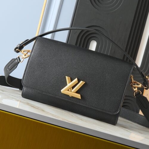 Alternative view of Louis Vuitton Soft Twist Medium Grained Leather Shoulder Bag Black 27cm M24639