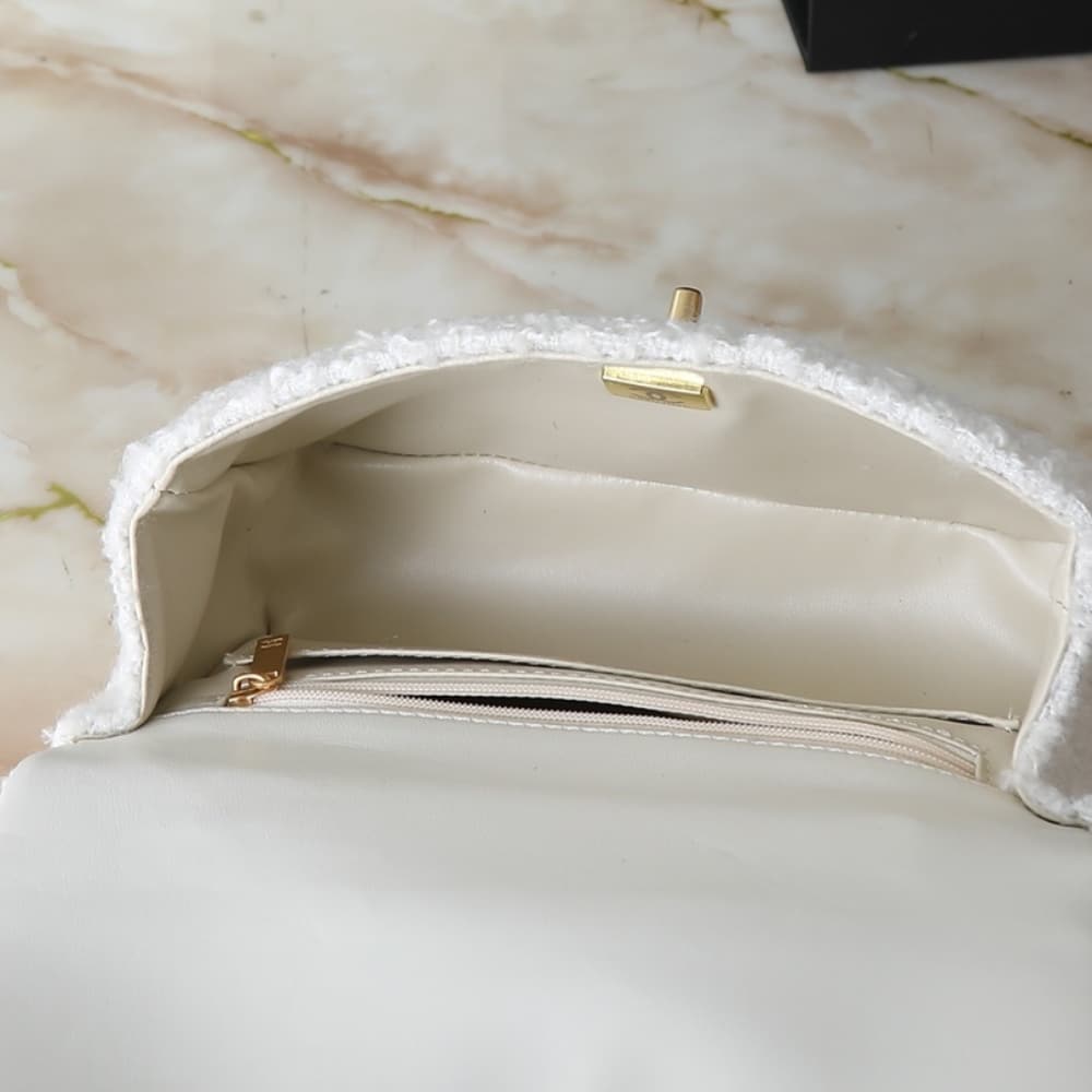 Chanel Classic Mini Velvet Top Handle Bag White 20Cm As5875 B22482 Mb103 - Image 8