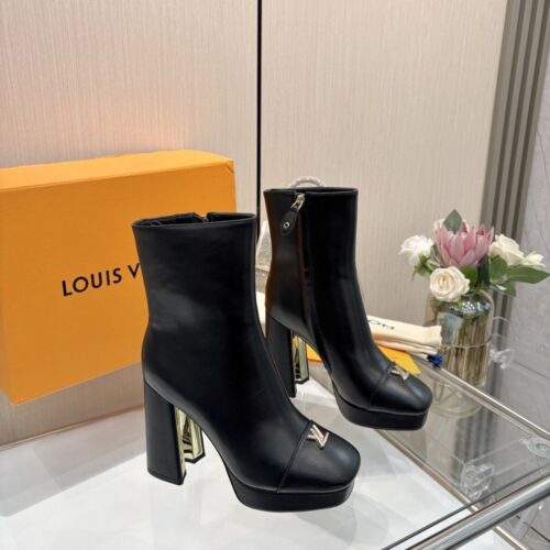 Alternative view of Louis Vuitton Swing Platform Ankle Leather Boot Black 1AICZX