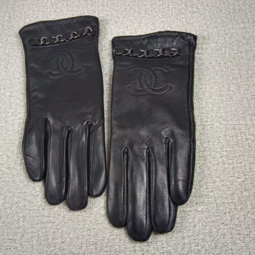 Alternative view of Chanel Coco Mark Leather And Metal Gloves Black Golden