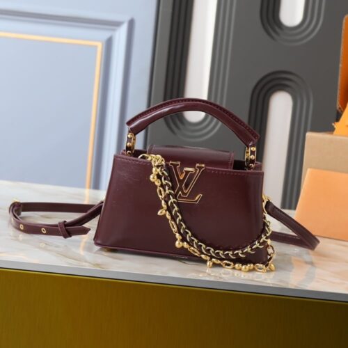 Alternative view of Louis Vuitton Capucines East West Mini Wrinkled Leather Top Handle Bag Grenat Red 22cm M25473
