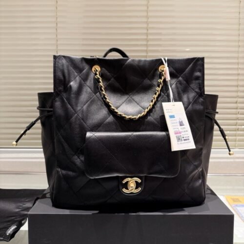 Alternative view of Chanel 25C Shopping Bag Large Smooth Leather Tote Bag Black 33cm AS5315 B19030 10601