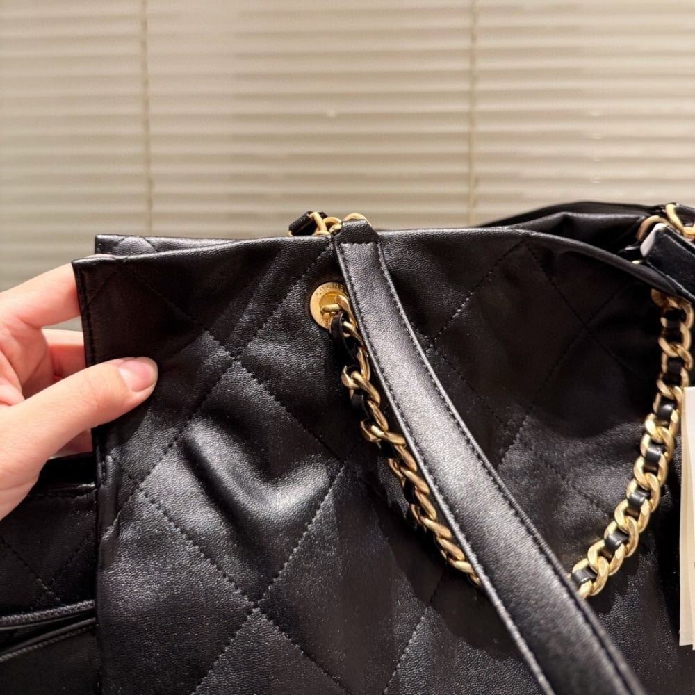 Chanel 25C Shopping Bag Large Smooth Leather Tote Bag Black 33cm AS5315 B19030 10601 - Image 6