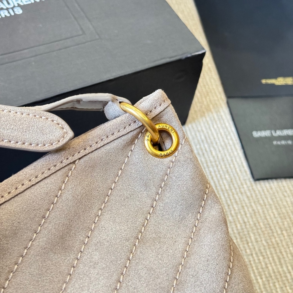 Saint Laurent Niki Large Supple In Suede Bucket Bag Gray 38cm - Image 7