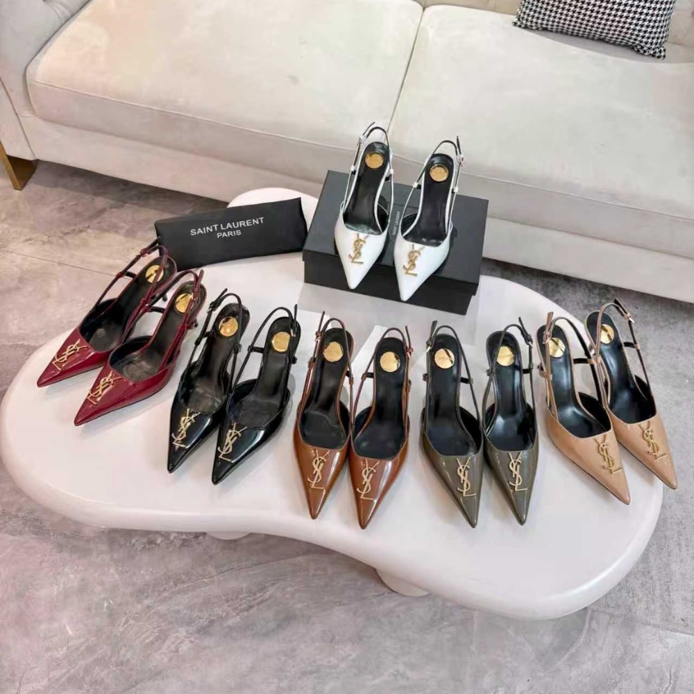 Saint Laurent Cassandra Slingback Pumps Smooth Leather White - Image 7