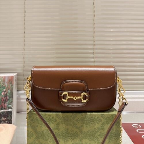 Alternative view of Gucci Horsebit 1955 Small Leather Shoulder Bag Brown 24Cm 735178 1Db0G 2361