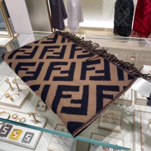 Alternative view of Fendi FF Cashmere Scarf Brown FXT260A8RSF0QE1