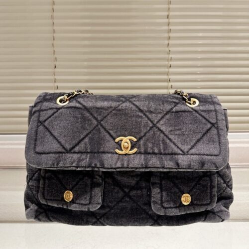 Alternative view of Chanel Classic Maxi Denim Flap Bag Black 30cm AS5727 B22144 94305