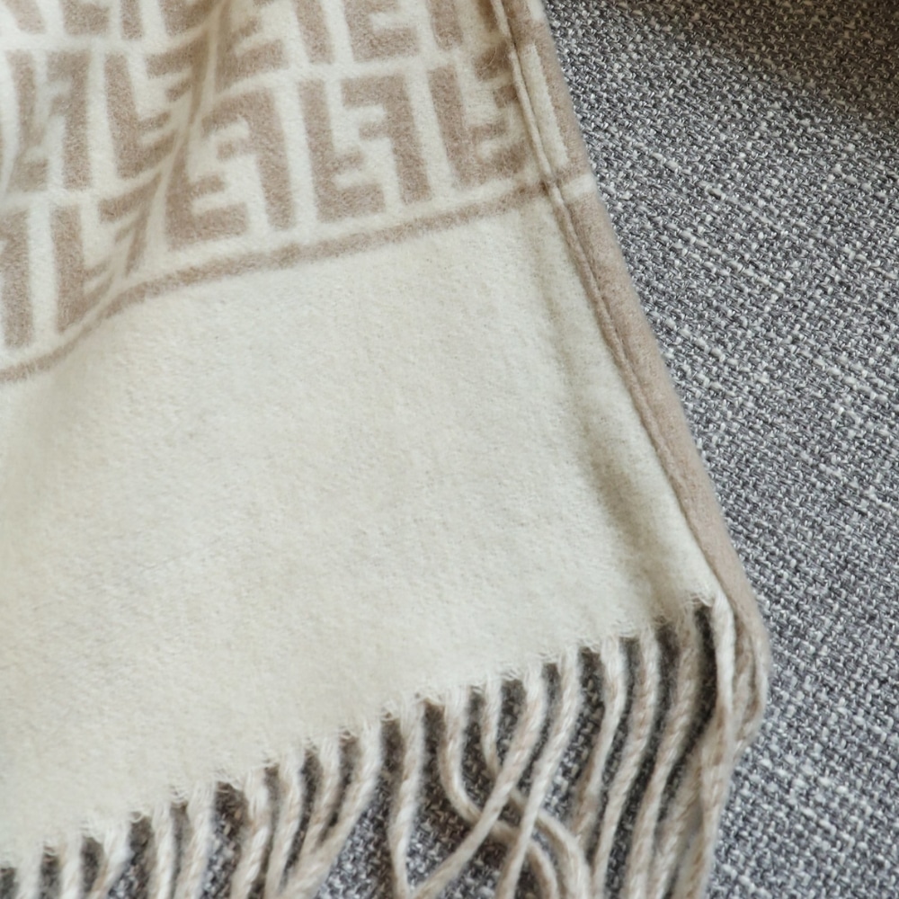 Fendi Poncho FF Motif Wool And Cashmere Beige FXX723AQCWF0QB9 - Image 7