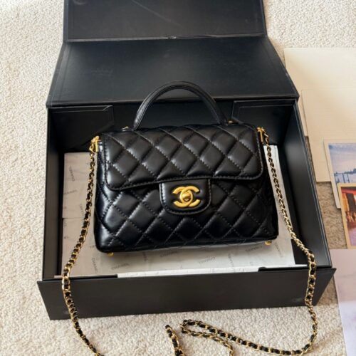 Alternative view of Chanel Trendy Mini Shiny Smooth Leather Top Handle Bag Black 20cm AS5355 B19386 94305