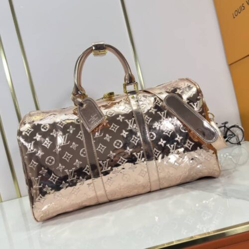 Alternative view of Louis Vuitton Keepall Bandoulière 45 Monogram Miroir Leather Travel Bags Copper 45cm M26463