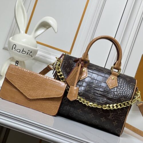 Alternative view of Louis Vuitton Speedy Satchel Small Embossed Monogram Top Handle Bag Brown 25cm