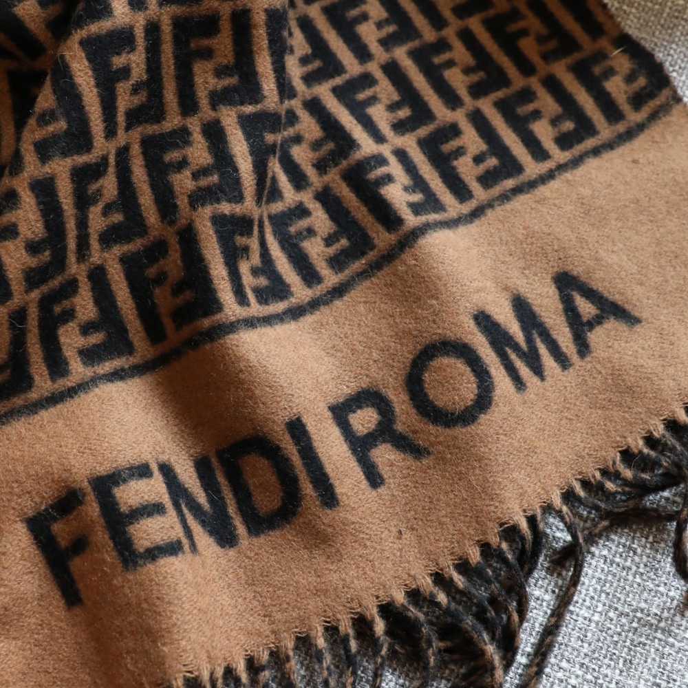 Fendi Poncho FF Motif Wool And Cashmere Brown FXX723AQCWF0QE1 - Image 11