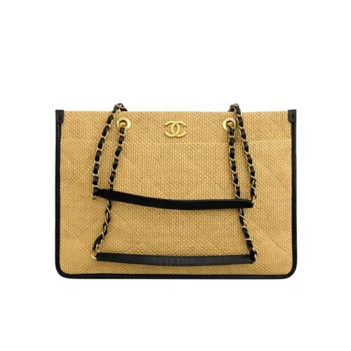 Chanel Shopping Bag Large Natural Straw Tote Bag Beige 39cm