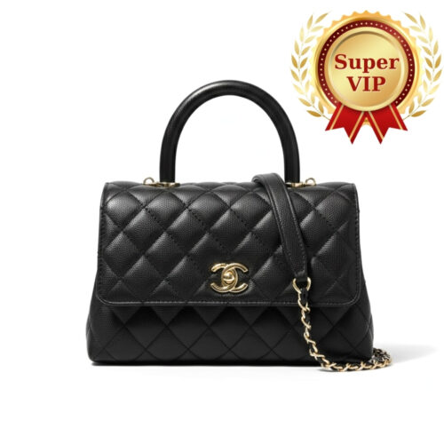 [Super Vip 1:1] Chanel Small Coco Handle Flap Bag In Black 23Cm A92990 Y61556 94305