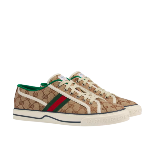 Gucci Tennis 1977 GG Canvas Sneaker Beige Ebony 606111 Hvk20 9766