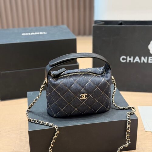 Alternative view of Chanel Clutch With Chain Small Denim Shoulder Bag Dark Blue 17cm