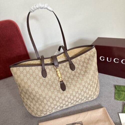 Alternative view of Gucci Jackie Large GG Canvas Tote Bag Sand And Dark Brown 45Cm 867014 FAFV2 9651