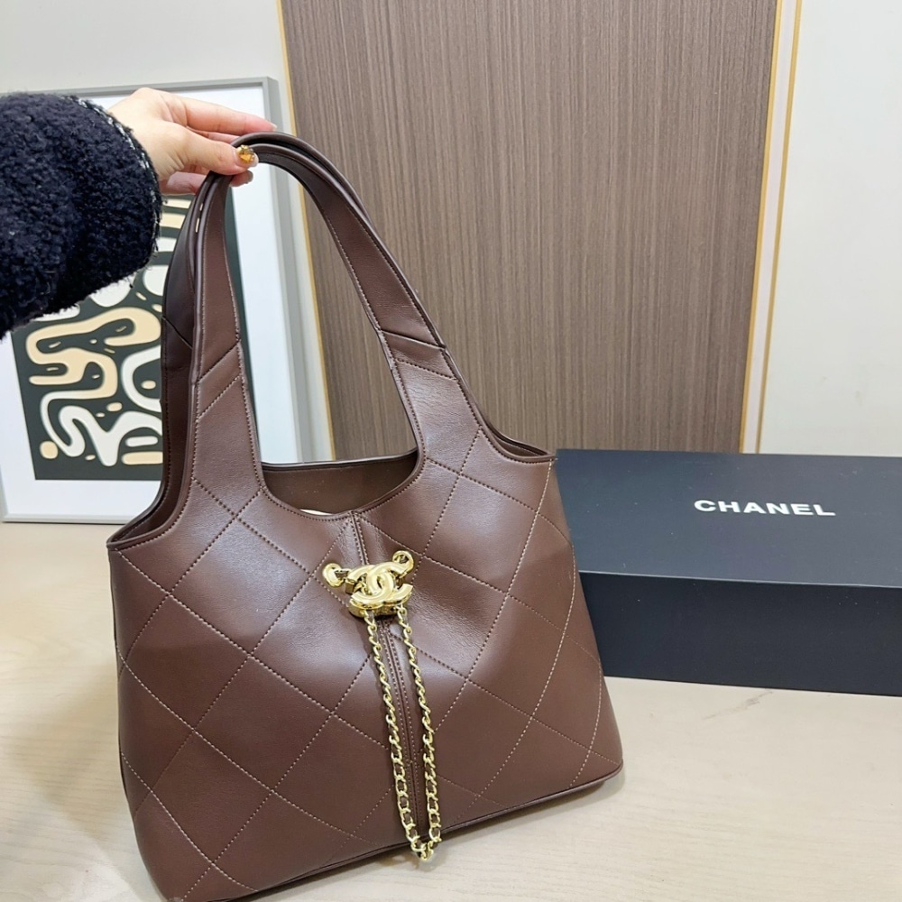 Chanel Shopping Bag Large Smooth Leather Tote Bag Brown 32cm - Image 3