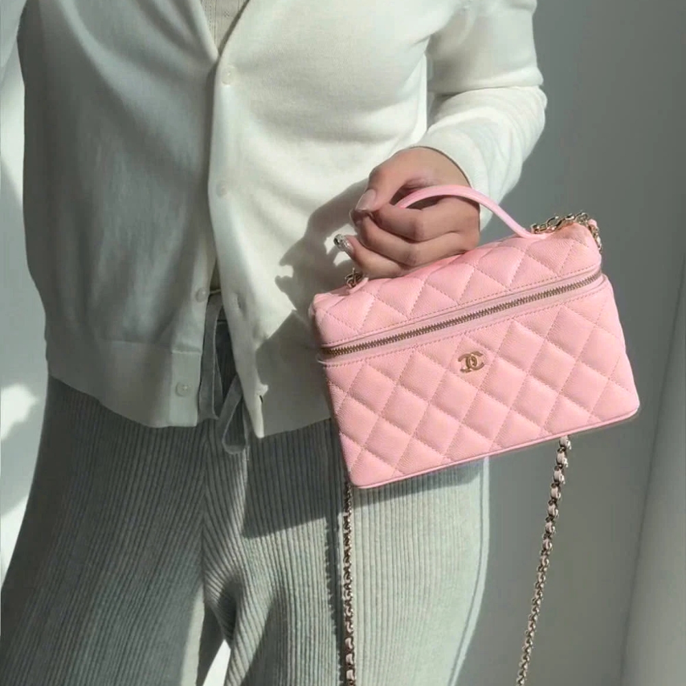 Chanel Classic Vanity With Chain Gold Hardware Pink 19Cm - Image 9