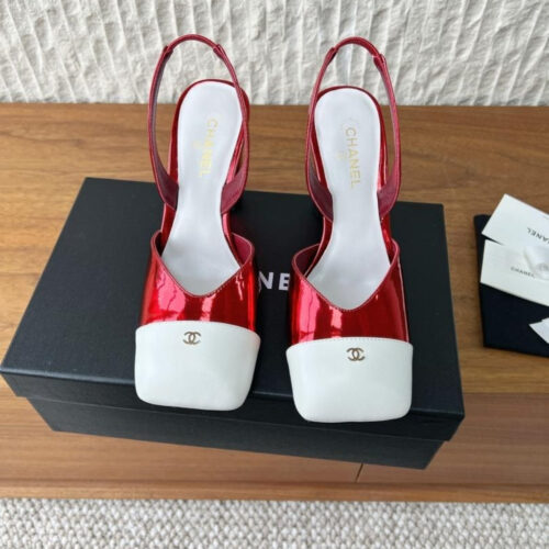 Alternative view of Chanel Slingback Metallic Leather In Red And White G47204B24276U9761
