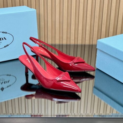 Alternative view of Prada Patent Leather Slingback Pumps Red 1I901MDD55XUWF0011F