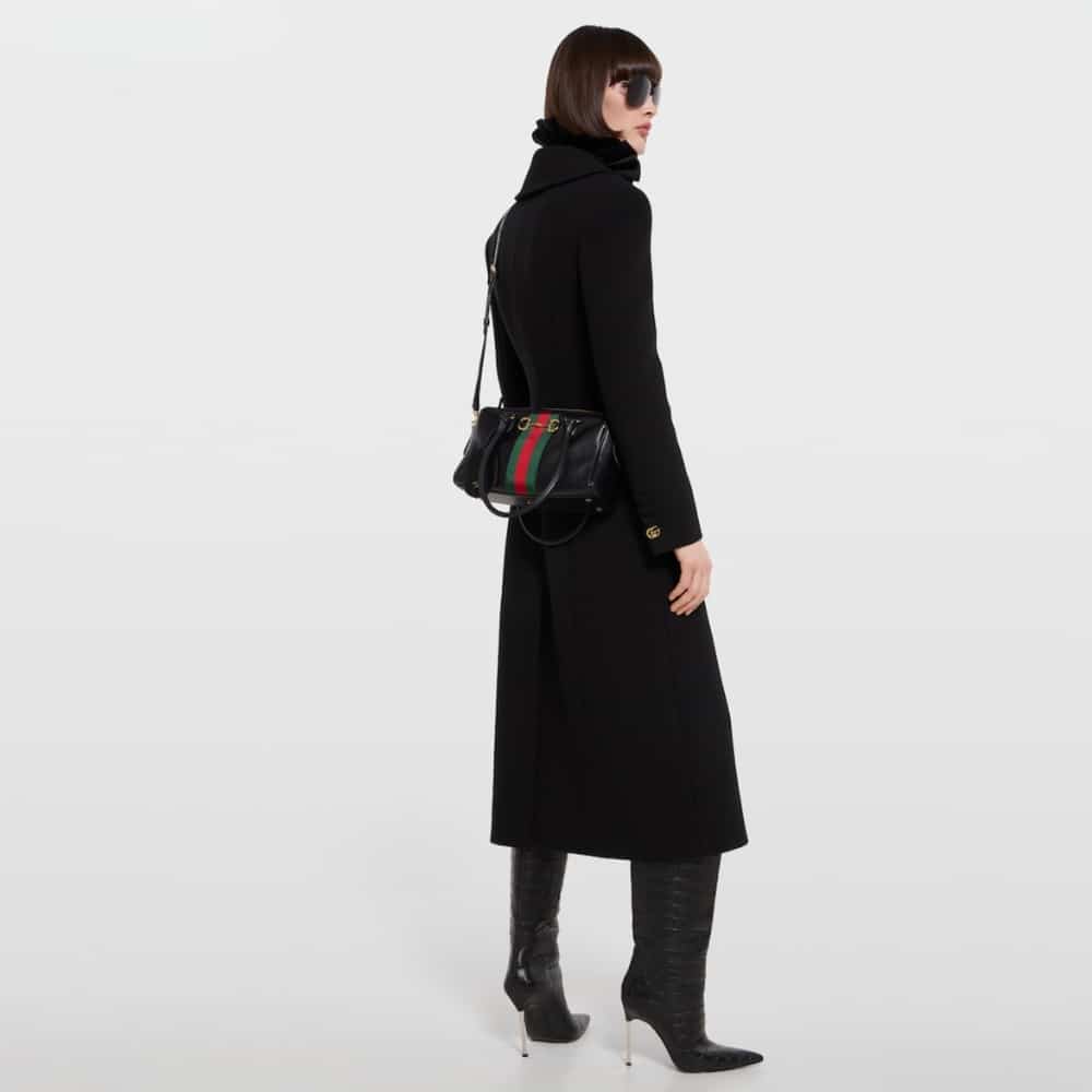 Gucci Borsetto Medium Leather Boston Bag Black 28cm 866732 AAGIQ 1053 - Image 9