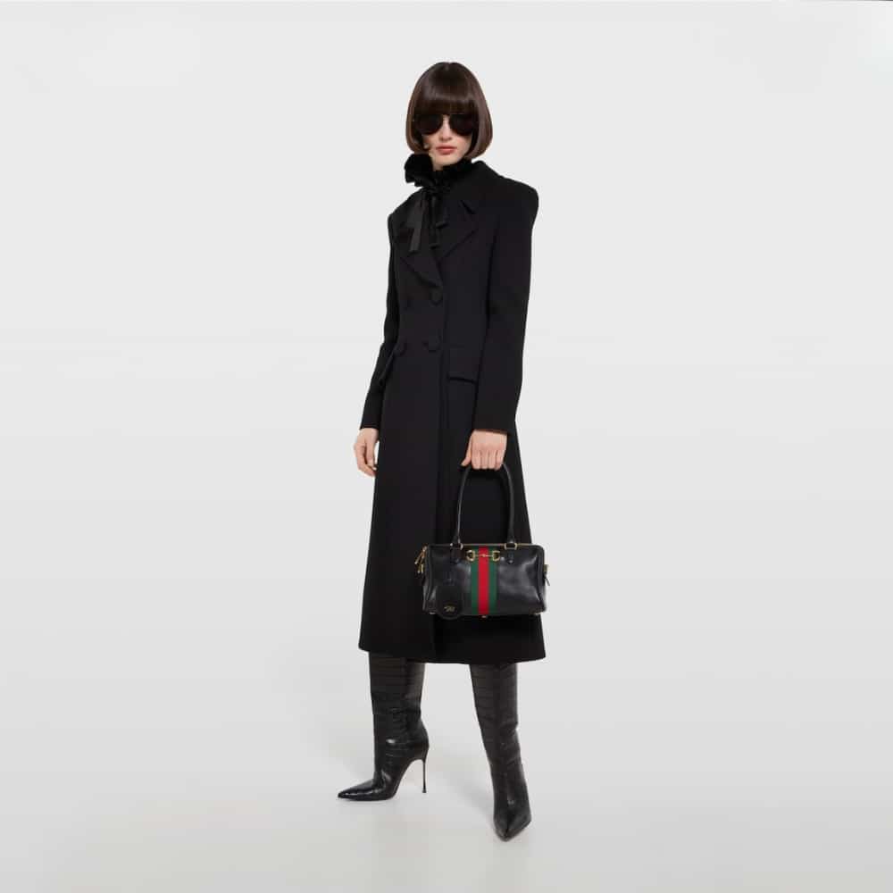 Gucci Borsetto Medium Leather Boston Bag Black 28cm 866732 AAGIQ 1053 - Image 10