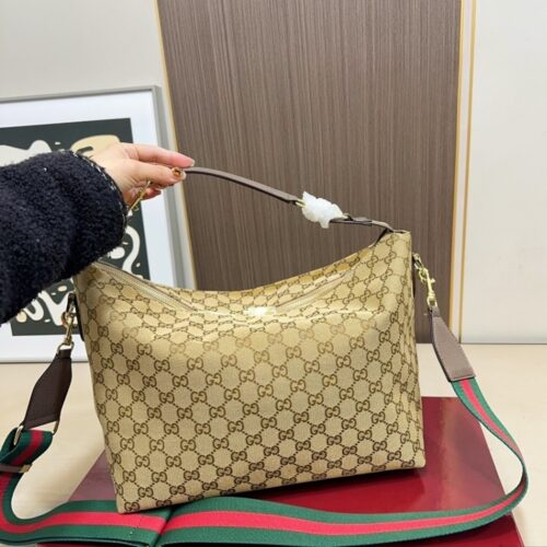 Alternative view of Gucci Brera Medium GG Canvas Crossbody Bag Sand And Dark Brown 33Cm 866938 FAFV9 9653