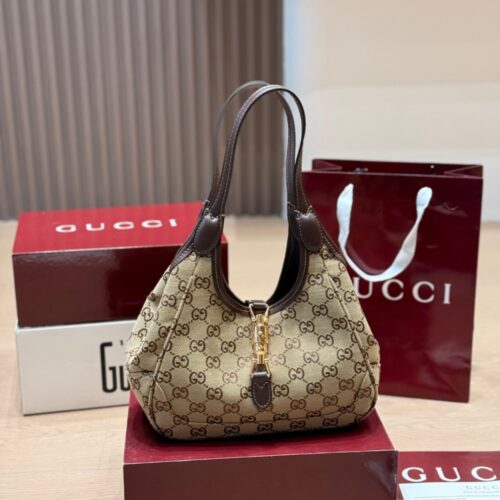 Alternative view of Gucci Mercato Small GG Canvas Tote Bag Sand And Dark Brown 25cm 866646 FAFV2 9651