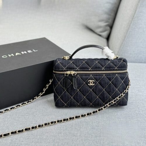 Alternative view of Chanel Classic Small Denim Vanity Case Dark Blue 19cm AP4385 B23492 U7663
