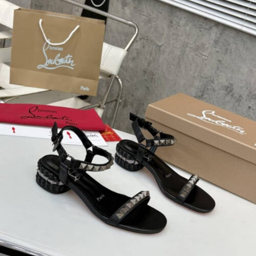 Alternative view of Christian Louboutin Pyrasand Studded Leather Sandals Black