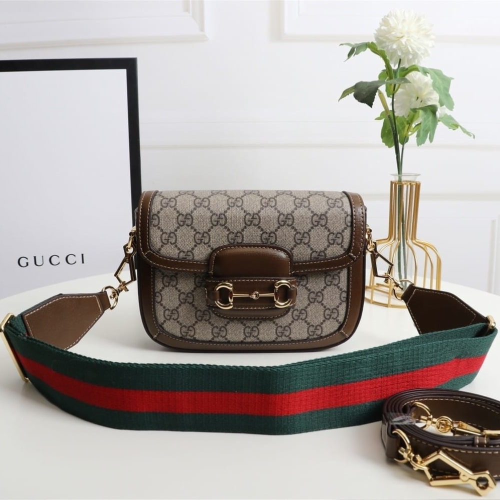 Gucci Horsebit 1955 Small GG Supreme Canvas Shoulder Bag Brown 20cm 658574 HUHHG 8565 - Image 2