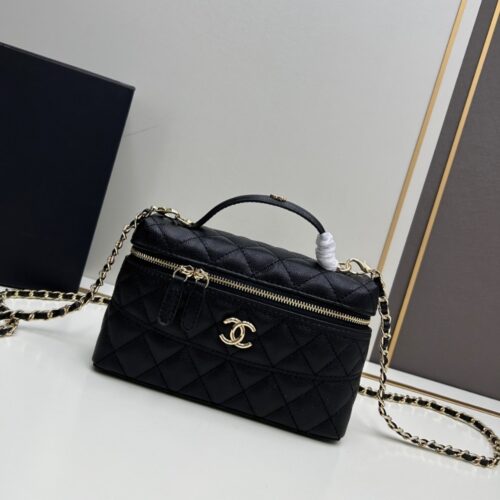 Alternative view of Chanel 25C Vanity With Chain Small Grainy Leather Handle Bags Black 19cm