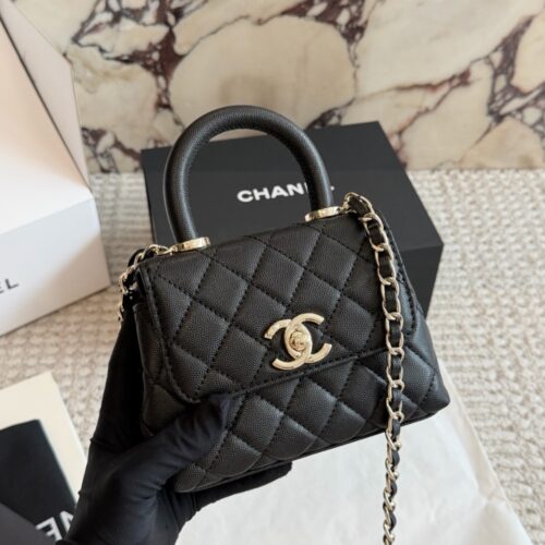 Alternative view of Chanel Coco Mini Grained Leather Top Handle Bag Black 15cm AS2215 B05061 94305