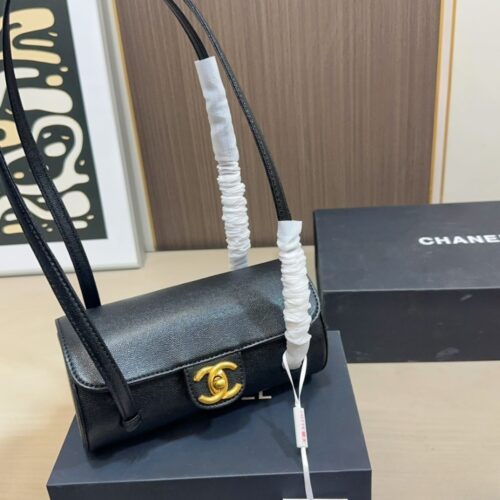 Alternative view of Chanel Small Bowling Bag Grained Shiny And Gold Tone Black 20Cm AS6143 B23483 94305