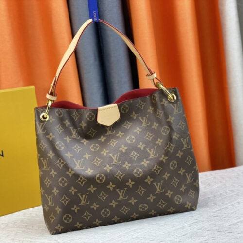 Alternative view of Louis Vuitton Graceful PM Monogram Canvas Hobo Bag Brown Red 35Cm