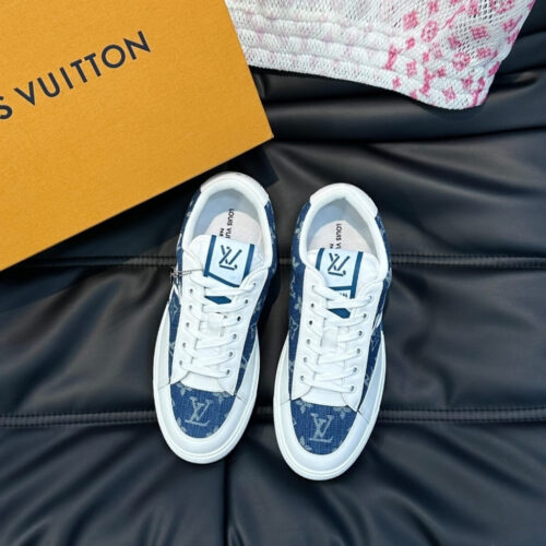 Alternative view of Louis Vuitton Charlie Monogram Denim Trainers White Blue 1AAW2G