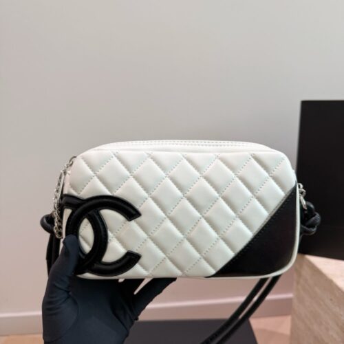 Alternative view of Chanel Cambon Line Small Smooth Shoulder Bag White Black 22cm