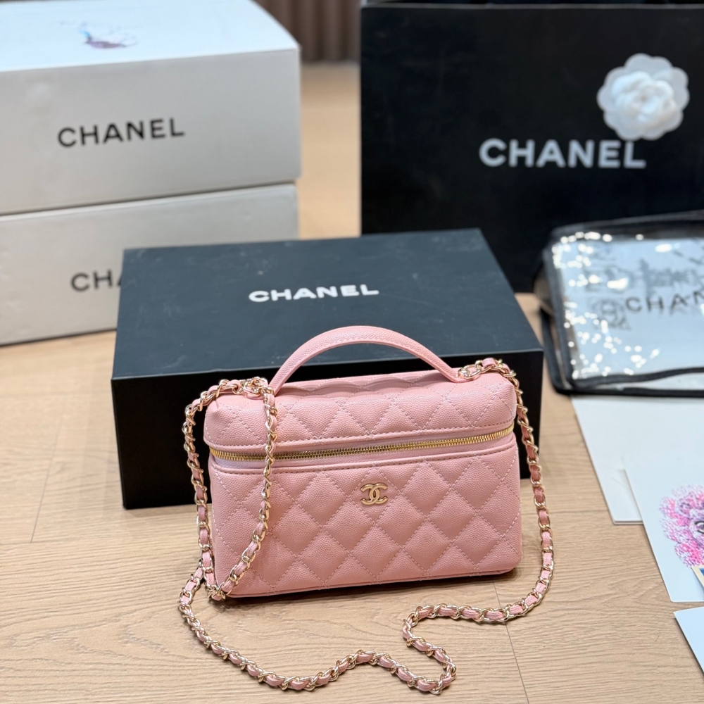 Chanel Classic Vanity With Chain Gold Hardware Pink 19Cm - Image 3