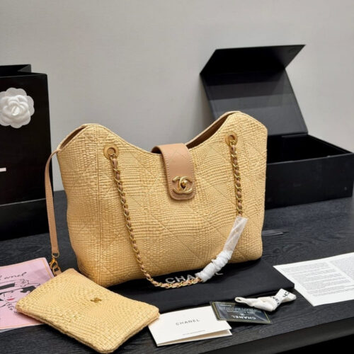 Alternative view of Chanel Shopping Bag Large Braided Raffia Tote Bag Beige 40cm AS6090 B23527 U7508