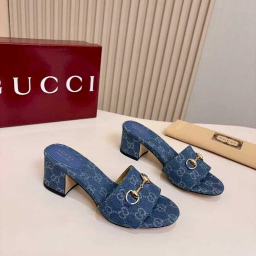 Alternative view of Gucci Women Slide GG Denim Sandal Blue 854882 FAFGT 4746