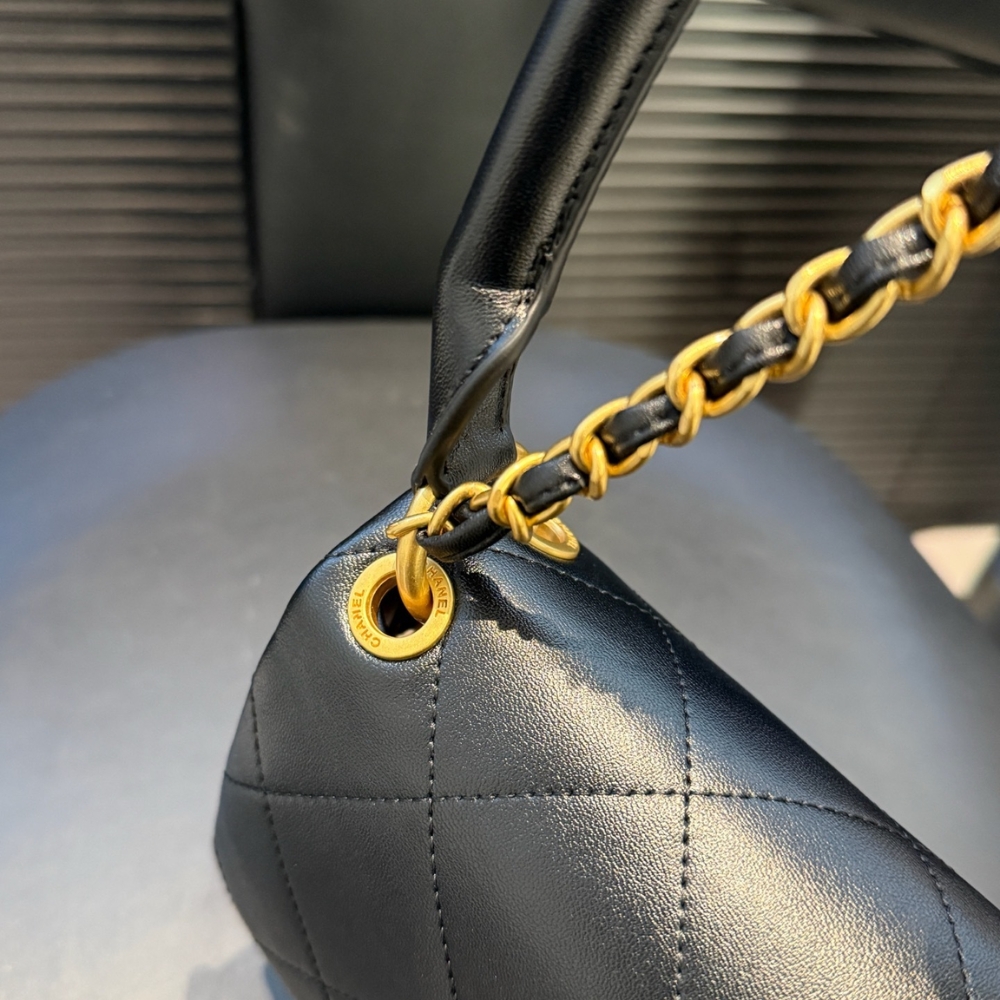 Chanel Large Flap Bag Gold Tone Hardware Black 25Cm - Image 8
