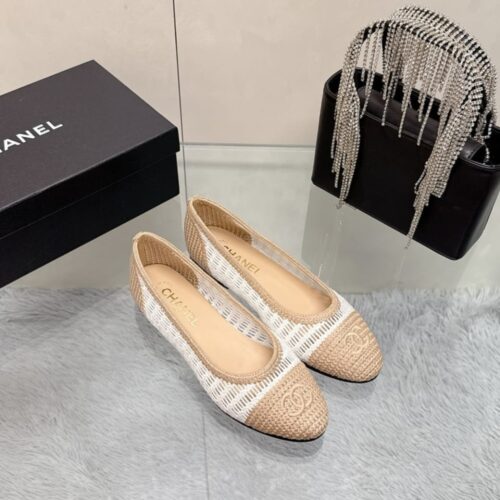 Alternative view of Chanel Ballerina Flat Raffia White And Beige G46352 B19806 NAFBO