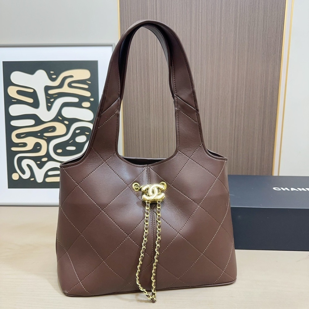 Chanel Shopping Bag Large Smooth Leather Tote Bag Brown 32cm - Image 2
