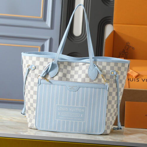 Alternative view of Louis Vuitton Neverfull Inside Out MM Damier Azur Tote Bag Bleu 31cm N40946